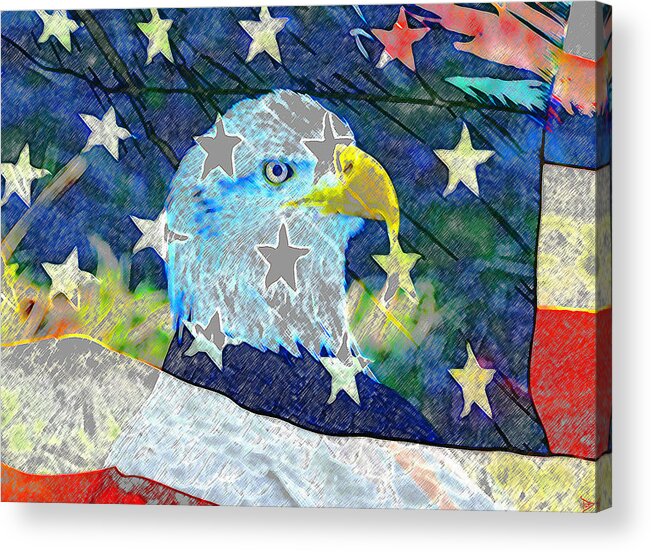 American Eagle Acrylic Print featuring the digital art Eagle Americana by David Lee Thompson