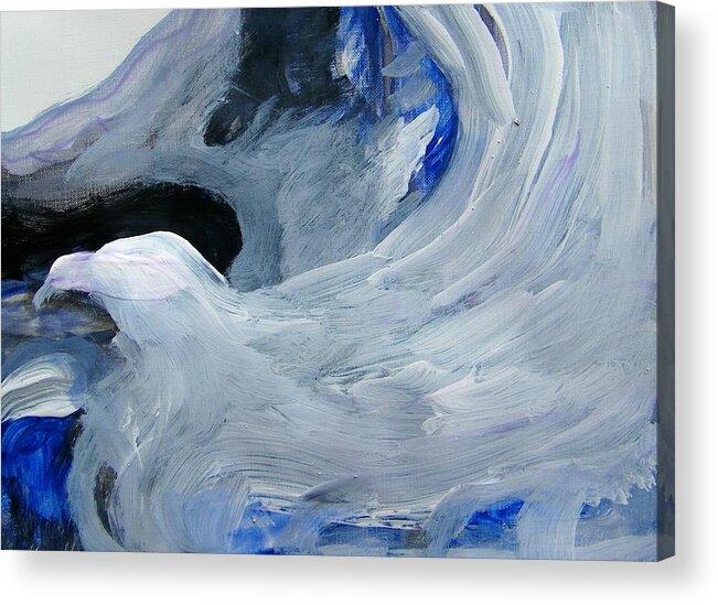 Abstract Acrylic Print featuring the painting Eagle Riding on Waves by Judith Redman