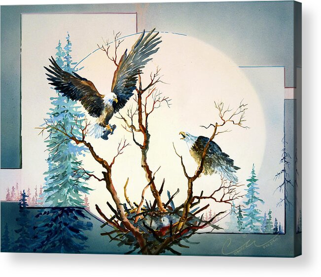 Eagles Acrylic Print featuring the painting Eagles Nest by Connie Williams