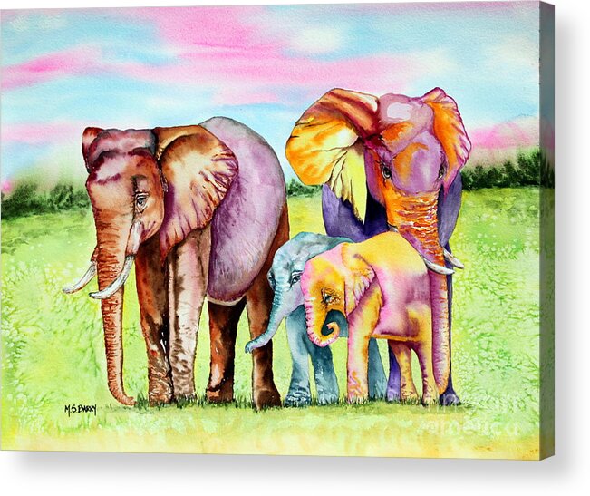 Elephant Acrylic Print featuring the painting Elephant Aura by Maria Barry