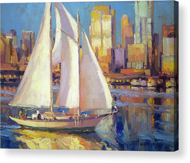 Seattle Acrylic Print featuring the painting Elliot Bay by Steve Henderson