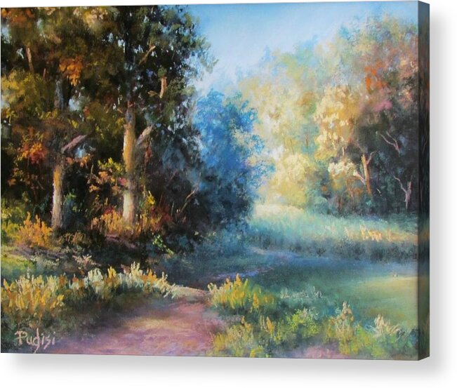 Landscape Acrylic Print featuring the pastel End of Summer by Bill Puglisi