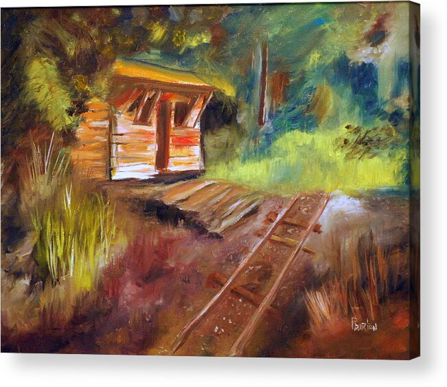 Impressionist Abandoned Rail Line Acrylic Print featuring the painting End Of The Line by Phil Burton