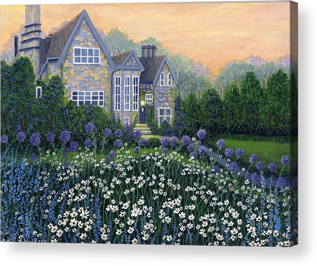 English Cottage Acrylic Print featuring the painting English Cottage by Bonnie Cook