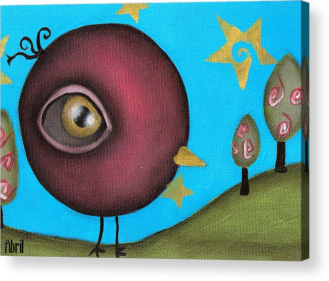 Crow Acrylic Print featuring the painting Fat Crow by Abril Andrade
