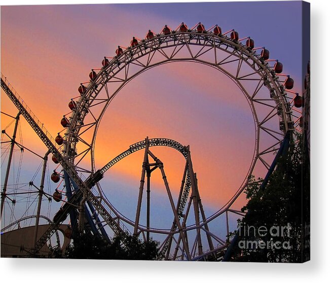 Roller Coaster Acrylic Print featuring the photograph Ferris Wheel Sunset by Eena Bo