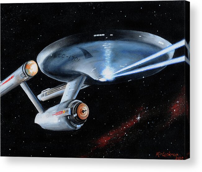 Star Trek Acrylic Print featuring the painting Fire Phasers by Kim Lockman
