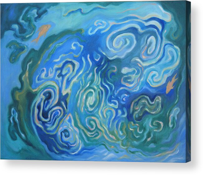 Water Acrylic Print featuring the painting Fish by Shoshanah Dubiner