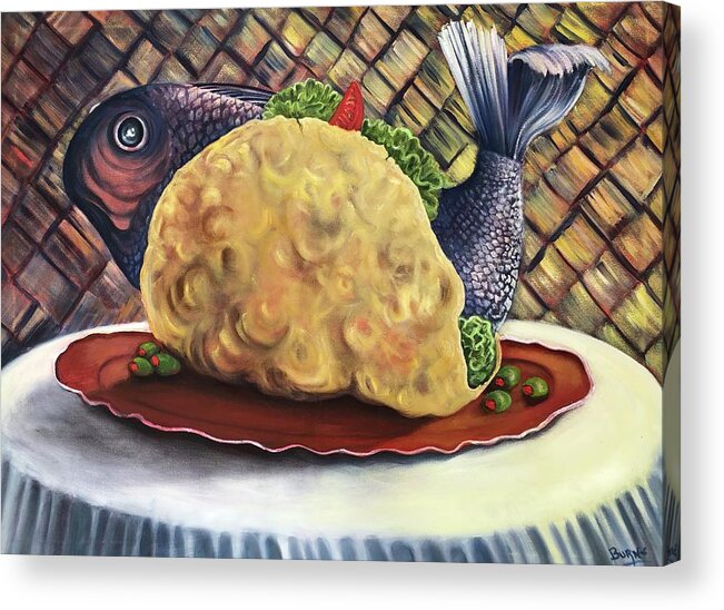 Fish Acrylic Print featuring the painting Fish Taco by Rand Burns