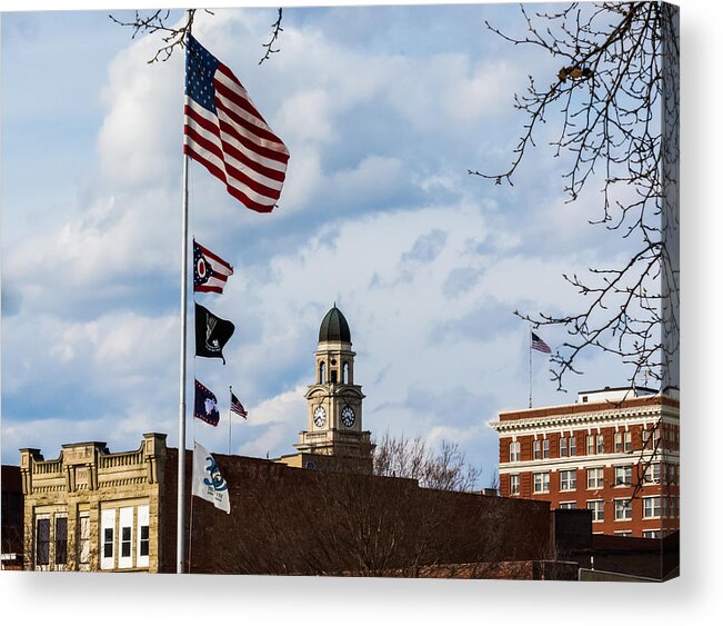 Flags Acrylic Print featuring the photograph Flags in Marietta by Holden The Moment