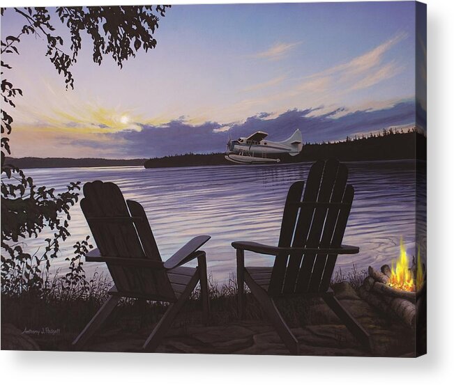 Plane Acrylic Print featuring the painting Float Plane by Anthony J Padgett