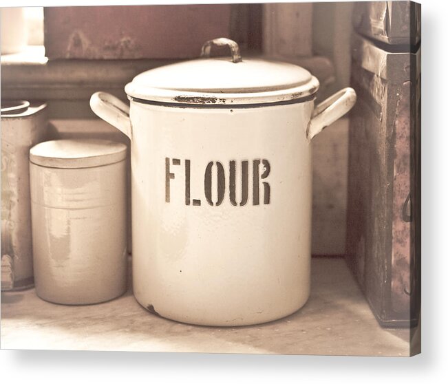 Antique Acrylic Print featuring the photograph Flour tin by Tom Gowanlock