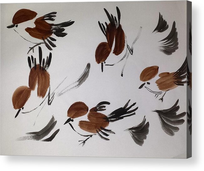 Birds Of A Feather Acrylic Print featuring the painting Fly Fly Away by Margaret Welsh Willowsilk