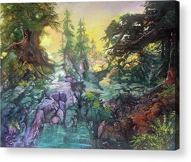 Trees Acrylic Print featuring the painting Fox Hollow by Sherry Shipley