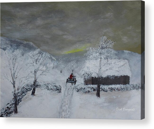 Snow Acrylic Print featuring the painting Fresh Snow by Dick Bourgault