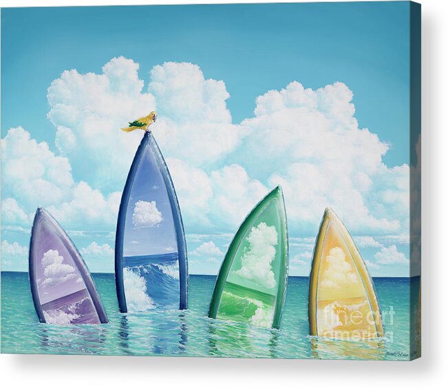 Surfboards Acrylic Print featuring the painting Get A Grip by Elisabeth Sullivan