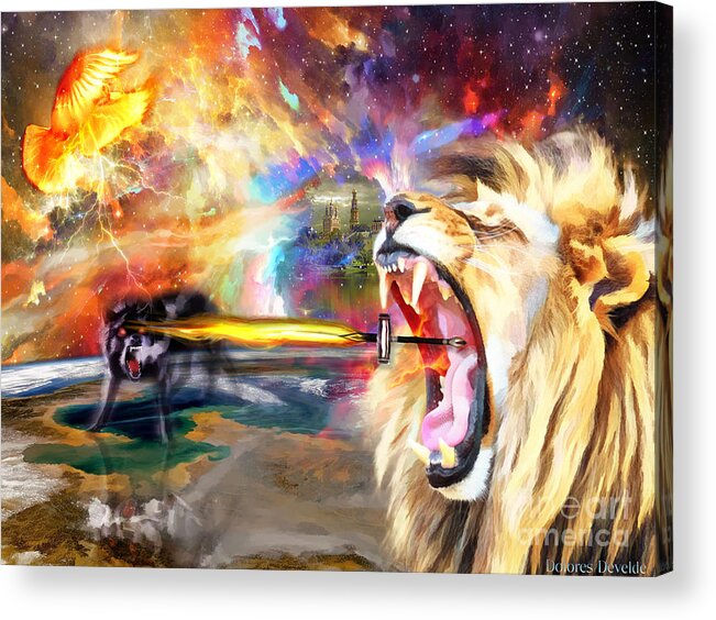 Two Edged Sword Acrylic Print featuring the digital art God Fights for you by Dolores Develde