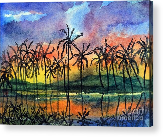 Hawaii Acrylic Print featuring the painting Good Night Hawaii by Randy Sprout