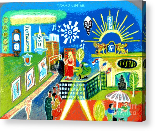 Grand Acrylic Print featuring the painting Grand Center St. Louis by Genevieve Esson