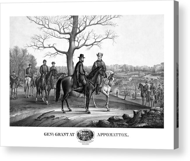 General Grant Acrylic Print featuring the mixed media Grant And Lee At Appomattox by War Is Hell Store