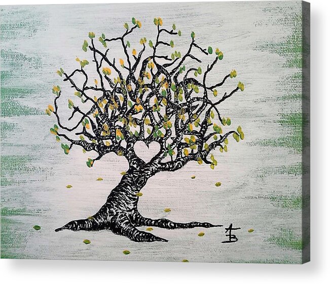 Grateful Acrylic Print featuring the drawing Grateful Love Tree by Aaron Bombalicki