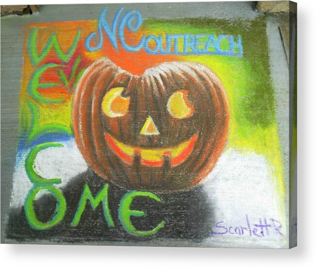 Pumpkin Acrylic Print featuring the pastel Halloween NCOHC Welcome by Scarlett Royale