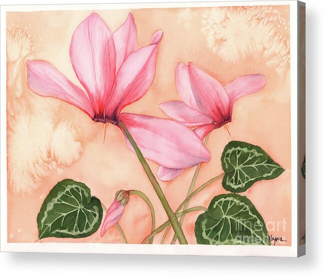 Cyclamen Acrylic Print featuring the painting Happy Dance by Hilda Wagner