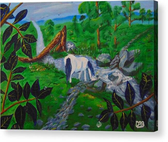 Horse Acrylic Print featuring the painting Happy Place by David Bigelow