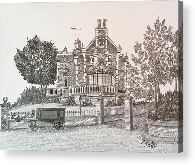 House Acrylic Print featuring the drawing Haunted Mansion by Tony Clark