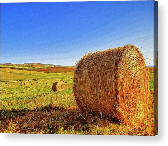 Hay Bales Acrylic Print featuring the painting Hay Bales by Dominic Piperata