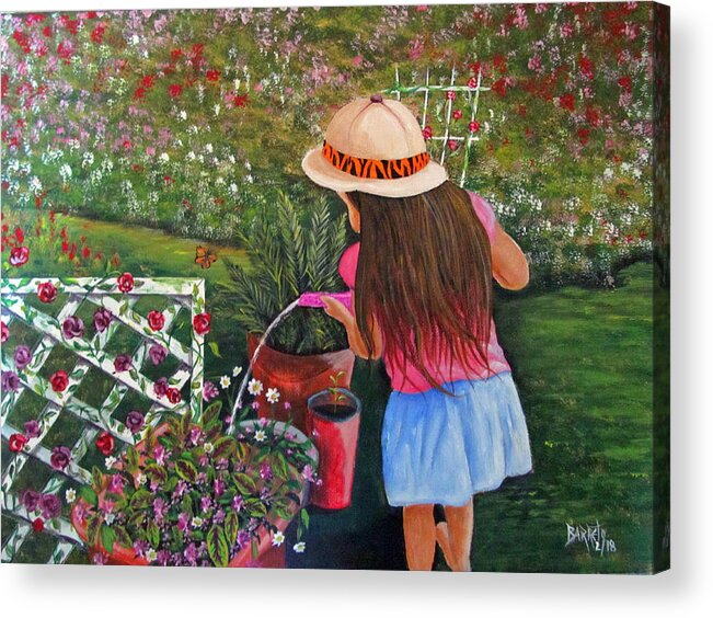 Flowers Acrylic Print featuring the painting Her Secret Garden by Gloria E Barreto-Rodriguez