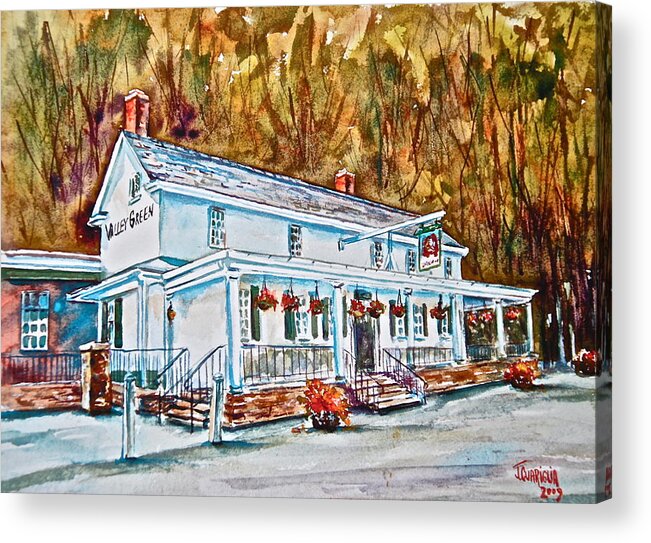 Historic Acrylic Print featuring the pastel Historic Valley Green Inn by Joyce Guariglia