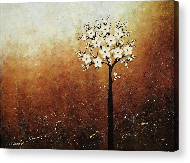 Tree Acrylic Print featuring the painting Hope on the Horizon by Carmen Guedez
