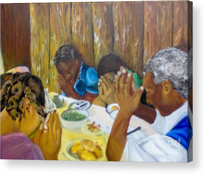 Prayer Acrylic Print featuring the painting Humble Gratitude by Saundra Johnson