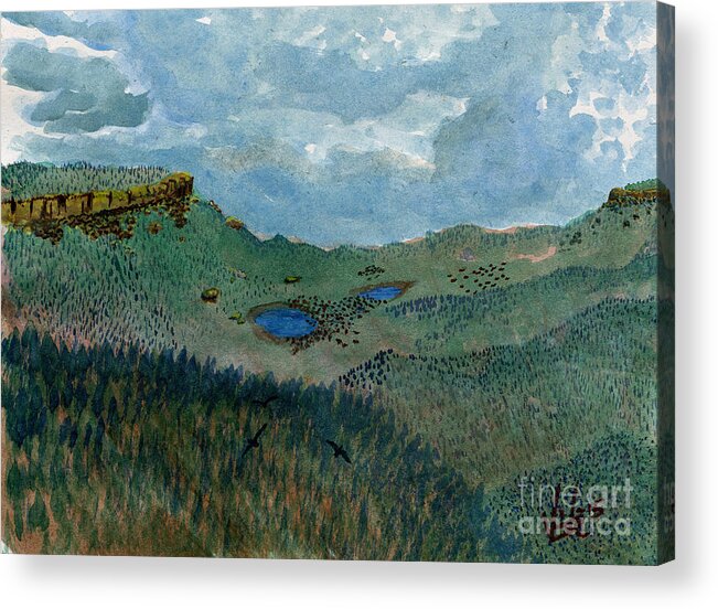 Landscape Acrylic Print featuring the painting Hysham Rangeland by Victor Vosen