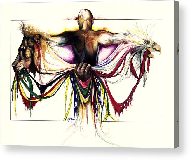 Men Acrylic Print featuring the drawing Identity Crisis by Anthony Burks Sr
