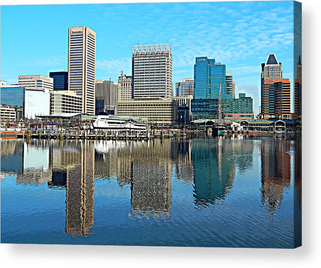 Baltimore Acrylic Print featuring the photograph Inner Harbor Reflections by Emmy Marie Vickers