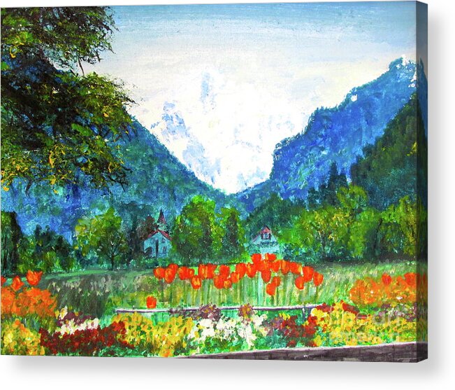 Switzerland Acrylic Print featuring the painting Interlaken by Beth Saffer
