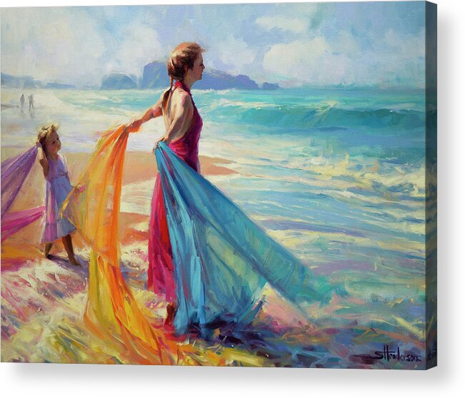 Coast Acrylic Print featuring the painting Into the Surf by Steve Henderson