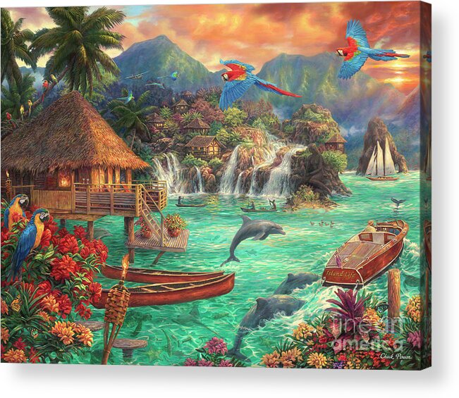 Tropical Paradise Acrylic Print featuring the painting Island Life by Chuck Pinson