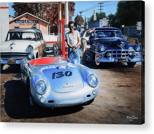 Hot Rod Acrylic Print featuring the painting James Dean by Ruben Duran