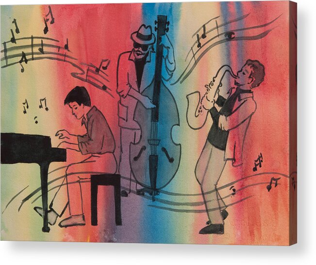 Figurative Acrylic Print featuring the painting Jazz Trio II by Heidi E Nelson