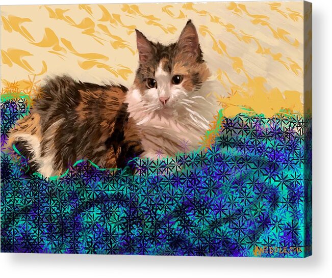Cat Acrylic Print featuring the painting Jooniper by Angela Weddle