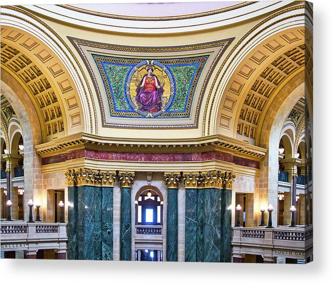 Madison Acrylic Print featuring the photograph Justice Mural - Capitol - Madison - Wisconsin by Steven Ralser