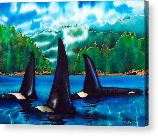  Orca Acrylic Print featuring the painting Killer Whales by Daniel Jean-Baptiste