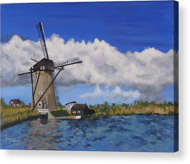 Holland Acrylic Print featuring the painting Kinderdijk by Diane Arlitt