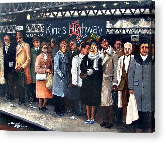 Ny City Acrylic Print featuring the painting Kings Highway Subway Station by Leonardo Ruggieri