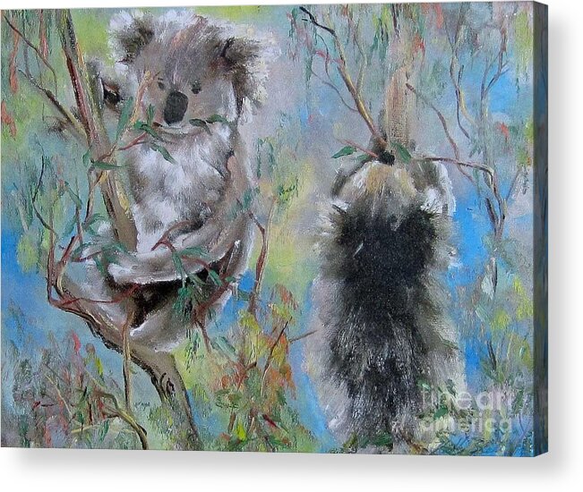 Koala Acrylic Print featuring the painting Koalas by Ryn Shell