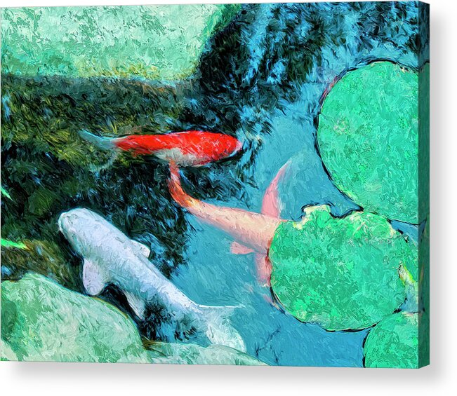 Koi Acrylic Print featuring the painting Koi Pond 4 by Dominic Piperata