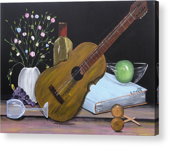 Cuatro Acrylic Print featuring the painting La Musica Por Dentro by Gloria E Barreto-Rodriguez
